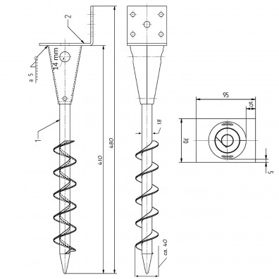 1 L-Pfostenträger für Balken - 90mm, feuerverzinkt, zum Einschrauben 480mm