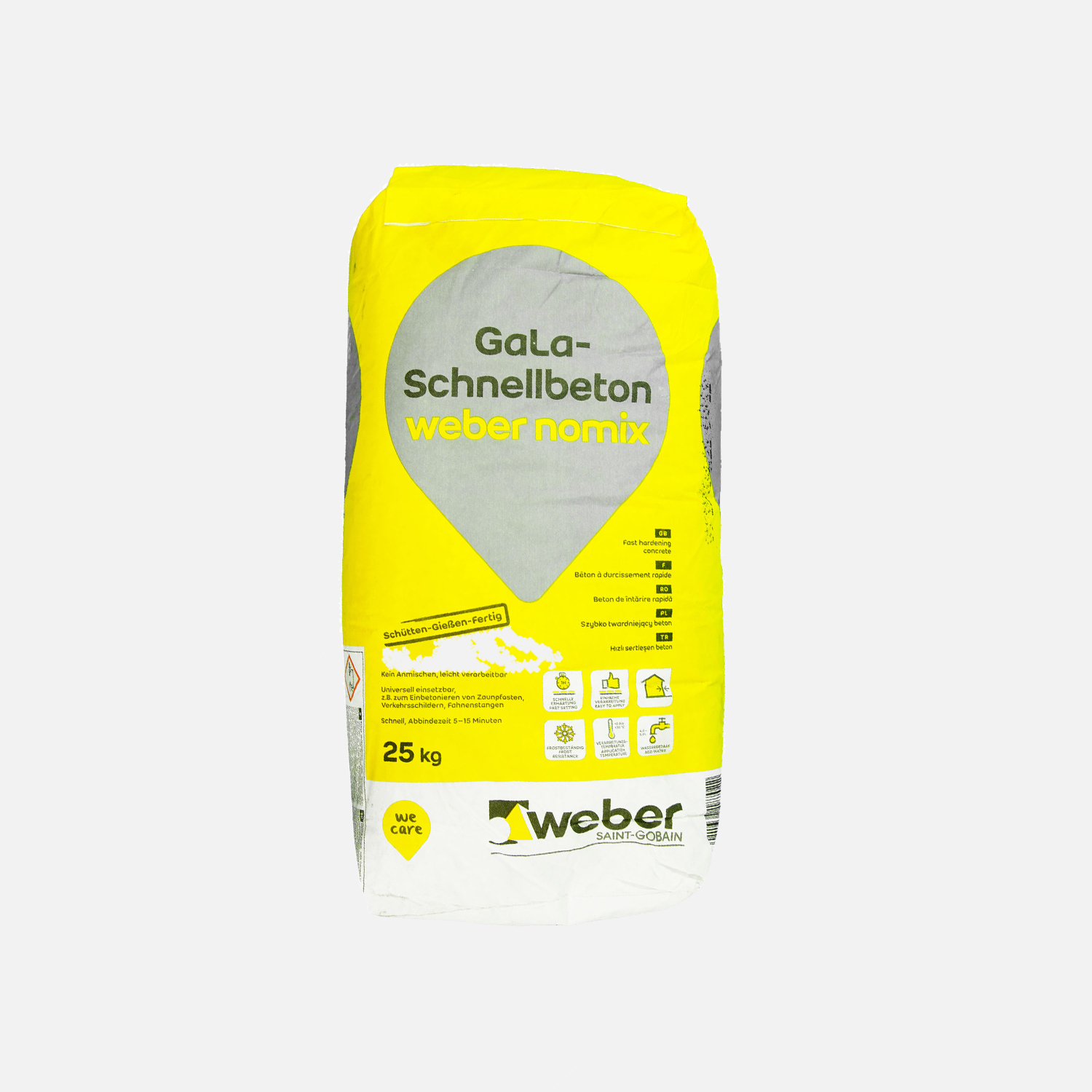 25 kg Weber Gala Schnellbeton, Nomix, Körnung 0-8 mm, Abbindezeit 5-10 Min.