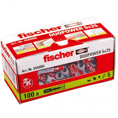 100 FISCHER DUOPOWER Nylon-Dübel - 5x25 mm