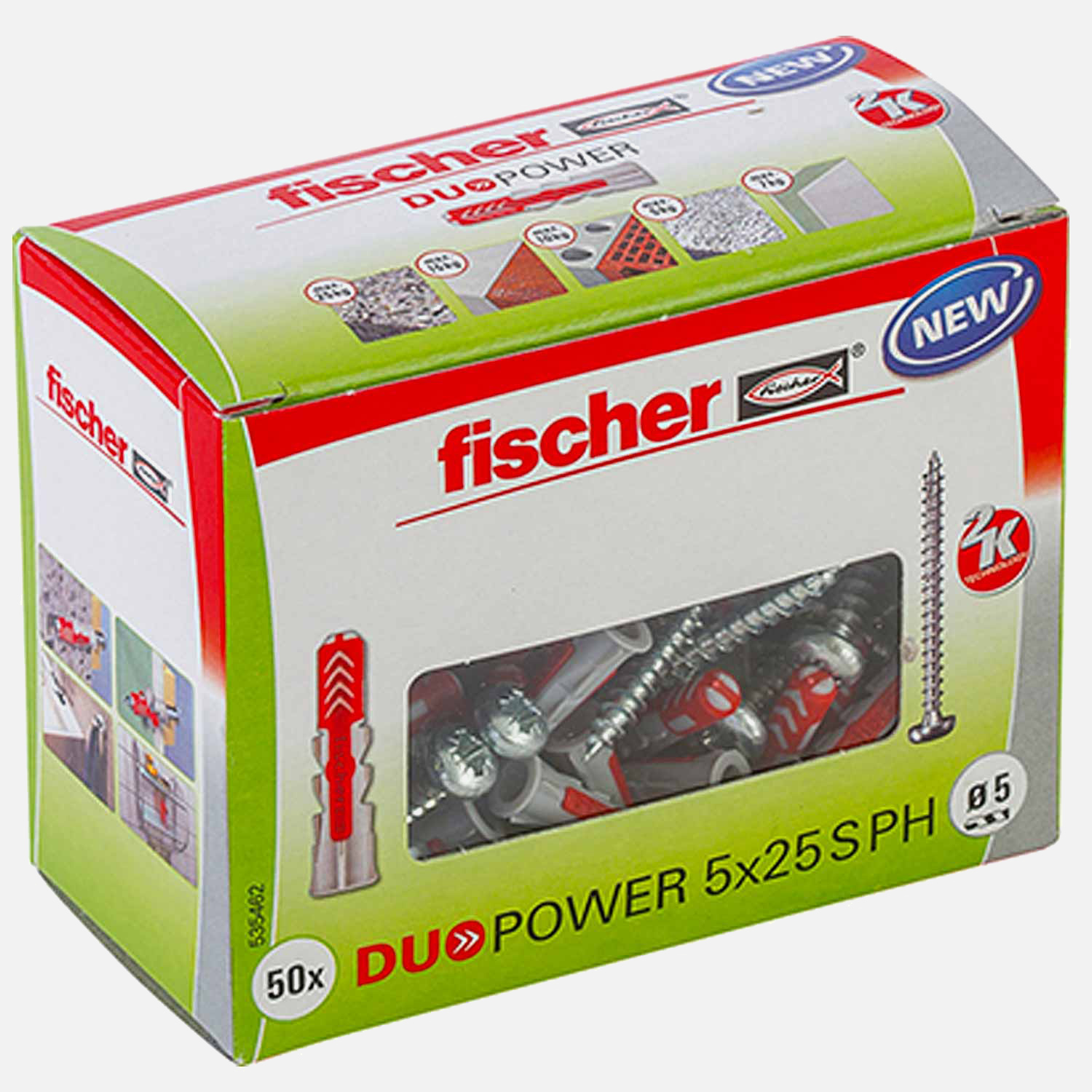 50 FISCHER DUOPOWER Nylon-Dübel - 5x25 mm - mit Pan Head Schrauben