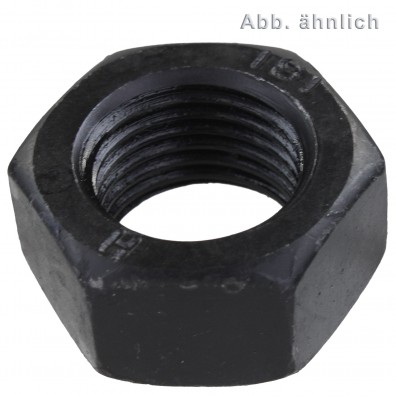 Sechskantmuttern Mf8 - Feingewinde 1mm - Stahl 8.0 schwarz - DIN 934