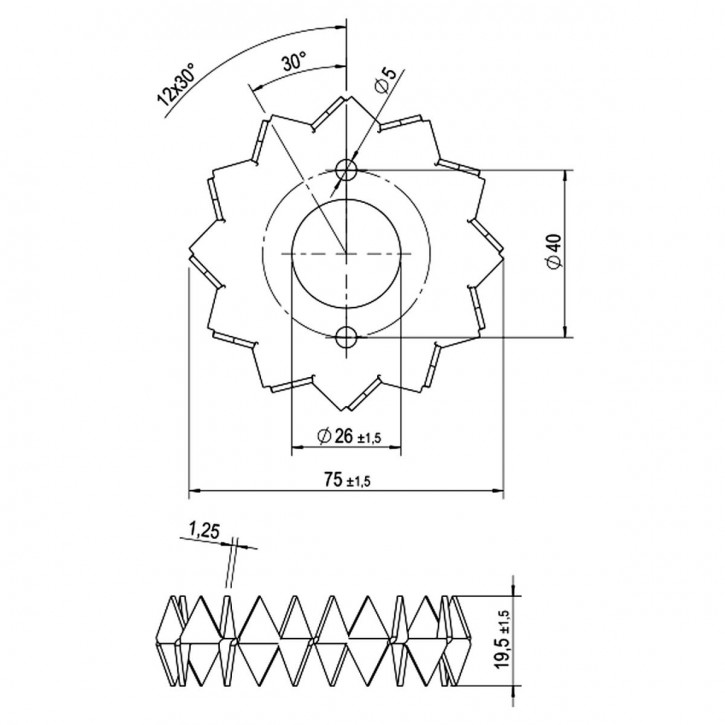 100 Einpressdübel DIN 1052 2-seitig verzinkt 75 mm Durchmesser