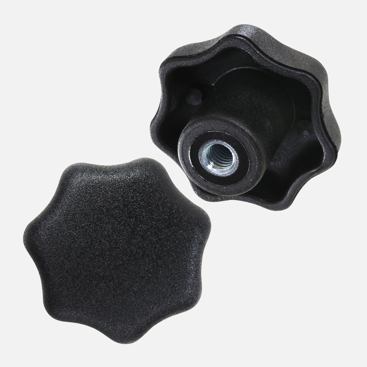 Sterngriffe DIN 6336 - M 8 - Kopf 40mm - Kunststoff schwarz - Gewindebuchse  Stahl verzinkt