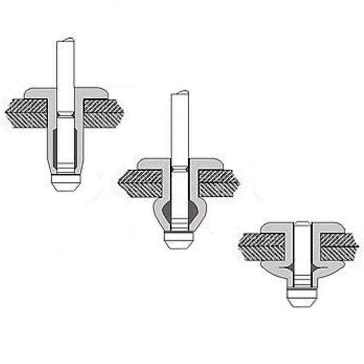 250 Blindnieten Aluminium / Stahl - 4,8x25 mm - Flachkopf - DIN 7337