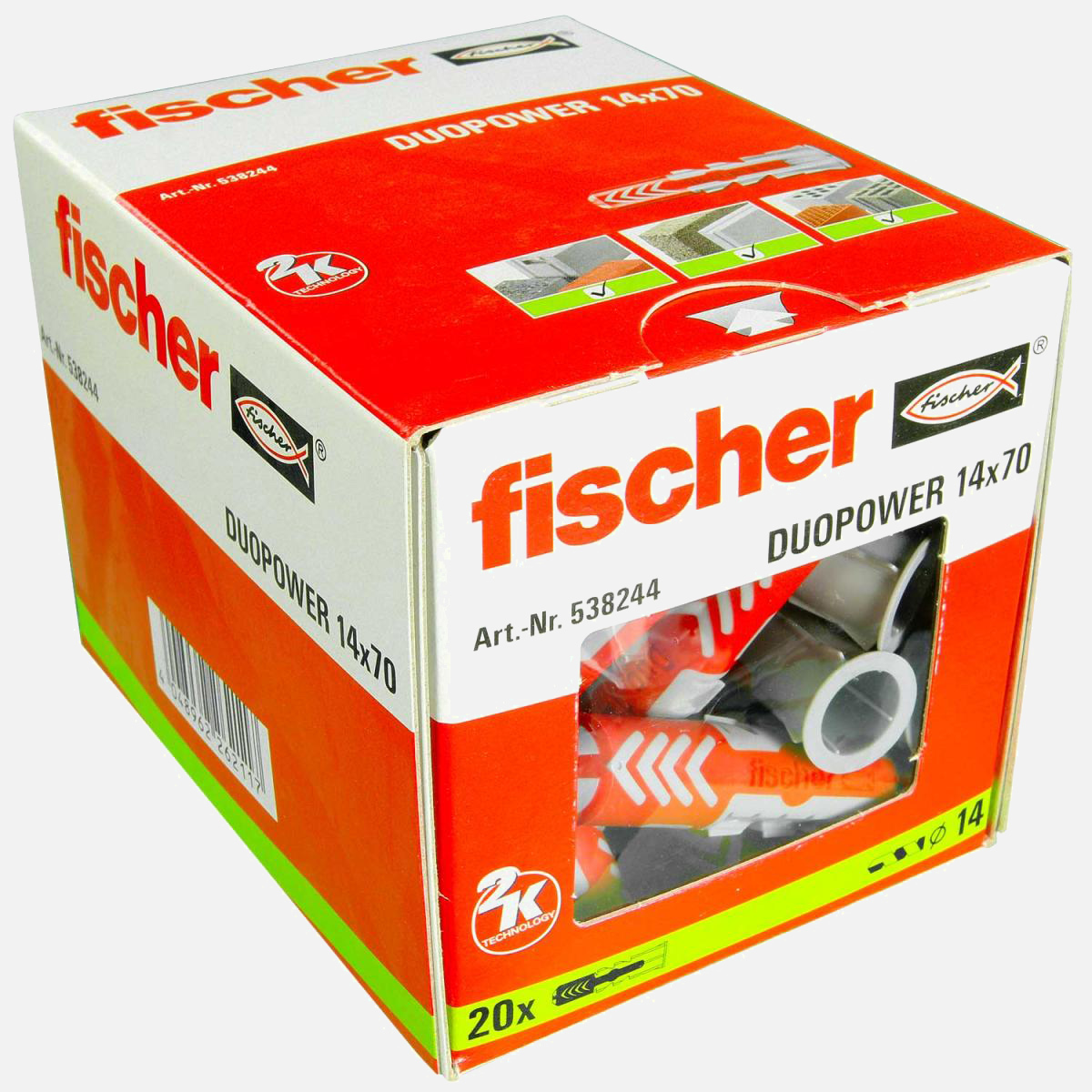 20 FISCHER DUOPOWER Nylon-Dübel - 14x70 mm